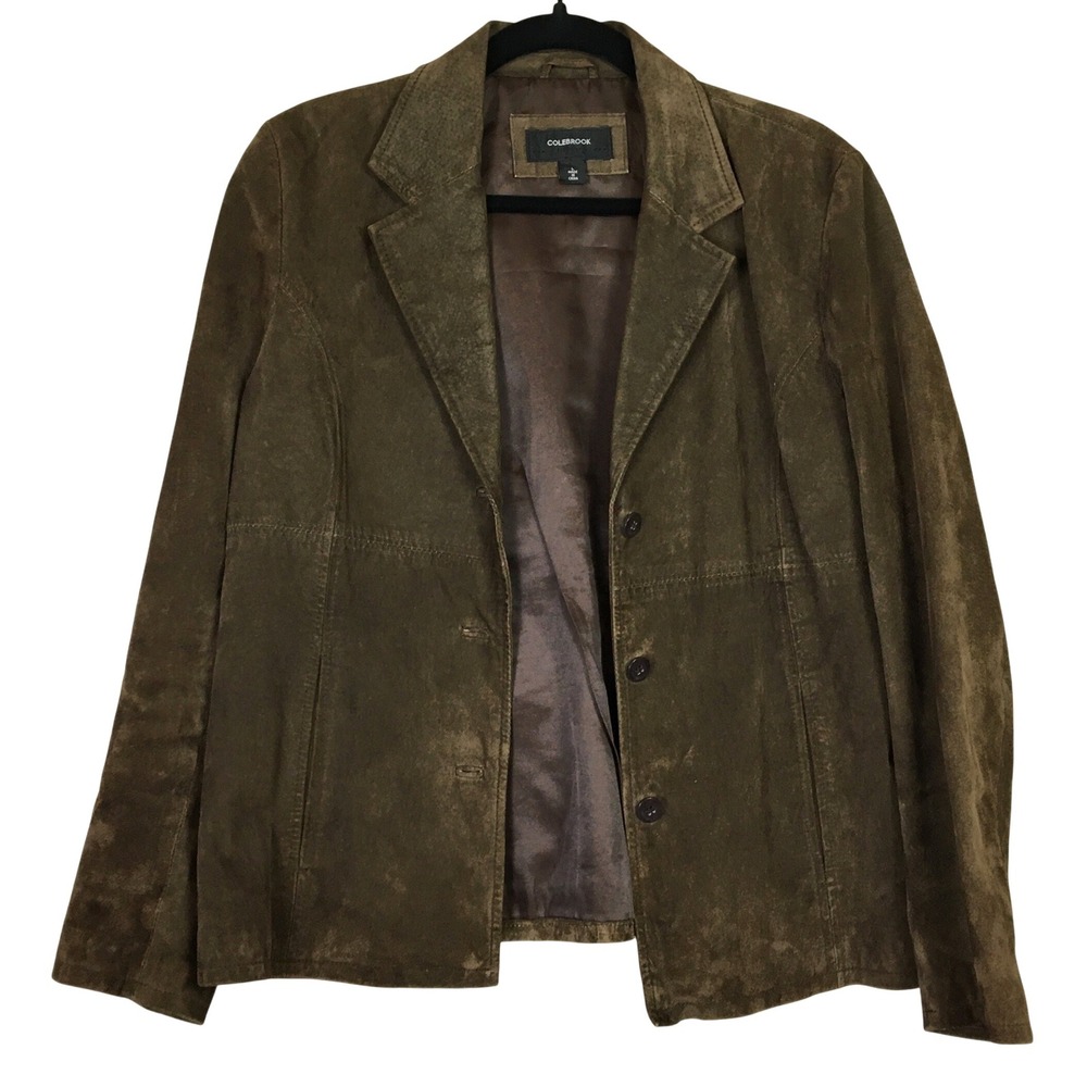 Colebrook Classics Brown Suede Leather Blazer Jacket Womens Large 100% Leather